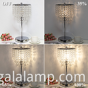 Lámpara de mesa de cristal de control táctil elegante con puertos de carga USB